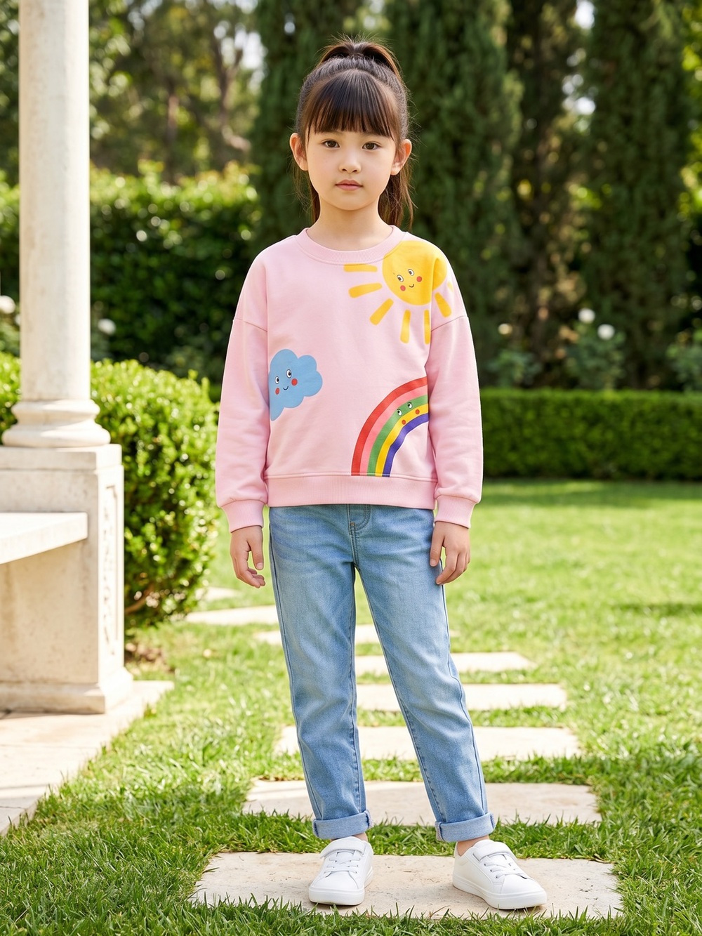 Jumping Meters Kids Pink Tee with Sunny Yellow Graphic - 6T